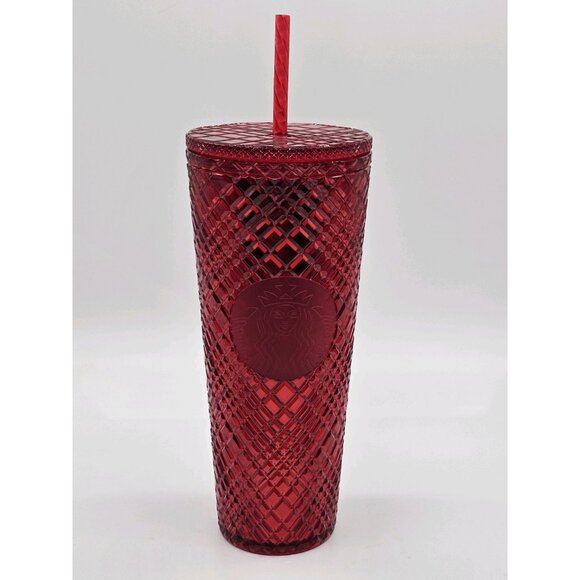 Starbucks Tumbler 24 oz Red Winter Holiday Jeweled Venti Christmas Cold Cup - Picture 14 of 14